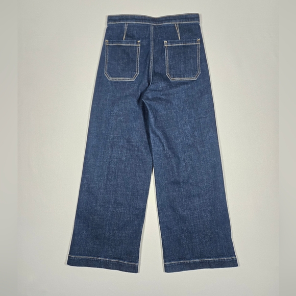 Banana Republic High Rise Wide Leg Cropped Sailor Jeans Dark Wash W25 L26 - Picture 4 of 13